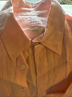 Miss Sixty Soft Peach Pintuck Button-Up Blouse